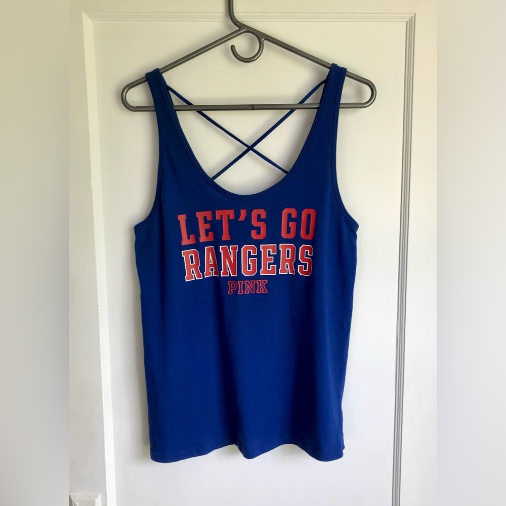 Victoria’s Secret PINK New York Rangers NHL Cross back Tank Top Size Medium